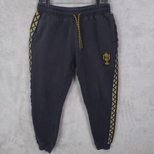 Mitchell & Ness Joggers Mens L Black Yellow Gold Century Sweatpants Side Stripe